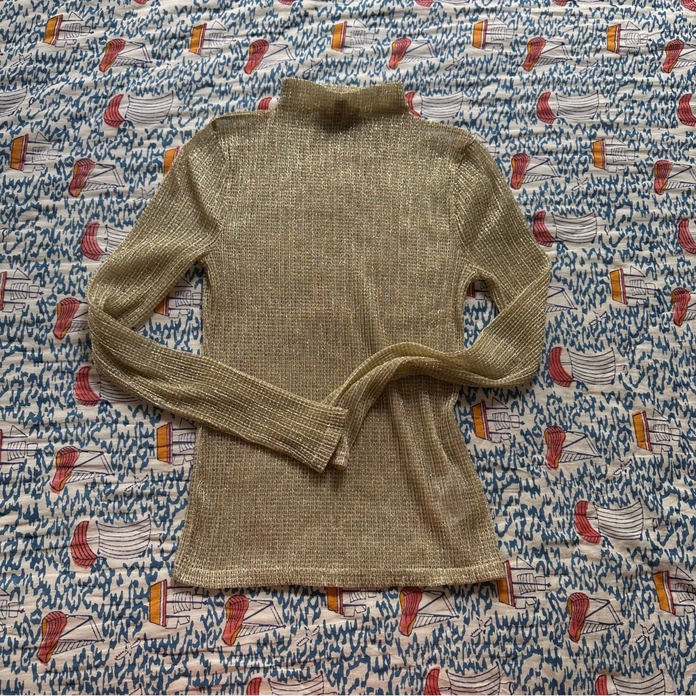 J. Crew Gold Cowl Neck Sweater with Ribbed Texture